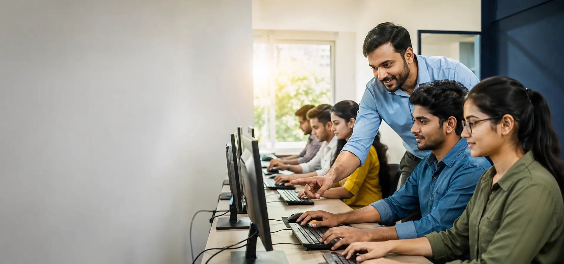 Students learning in a computer lab