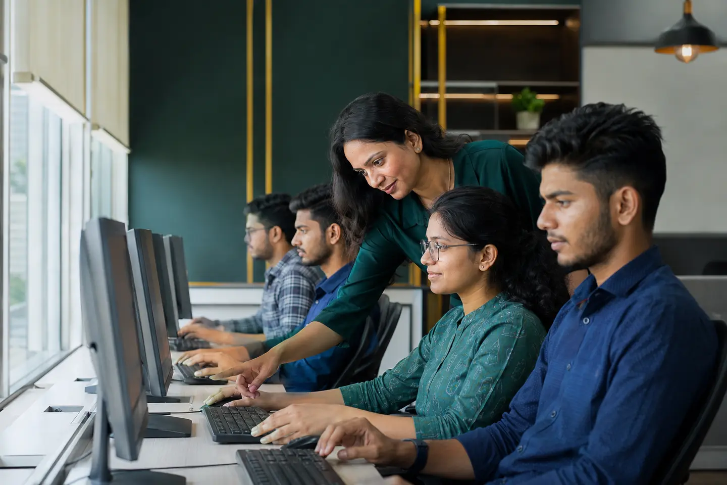 MCI learners receiving guided practical computer training